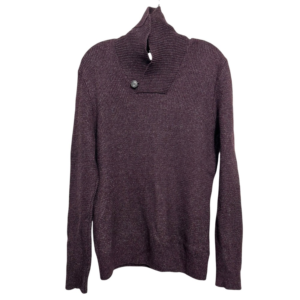 Joseph Abboud Sweater Womens Purple Shawl Collar Wool Blend Button Knit L